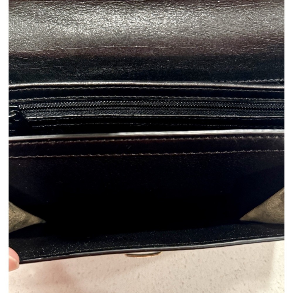 PORTAFOGLI PELLE TOSCANINO TRACOLLA LEATHER WALLET BORSA NERA BORSETTA CROSSBODY - Picture 10 of 16